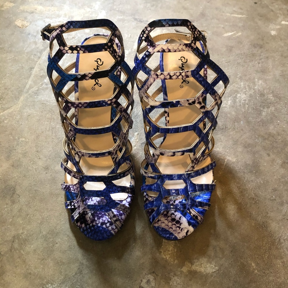 Snake Print Multi Color Heels - image 1